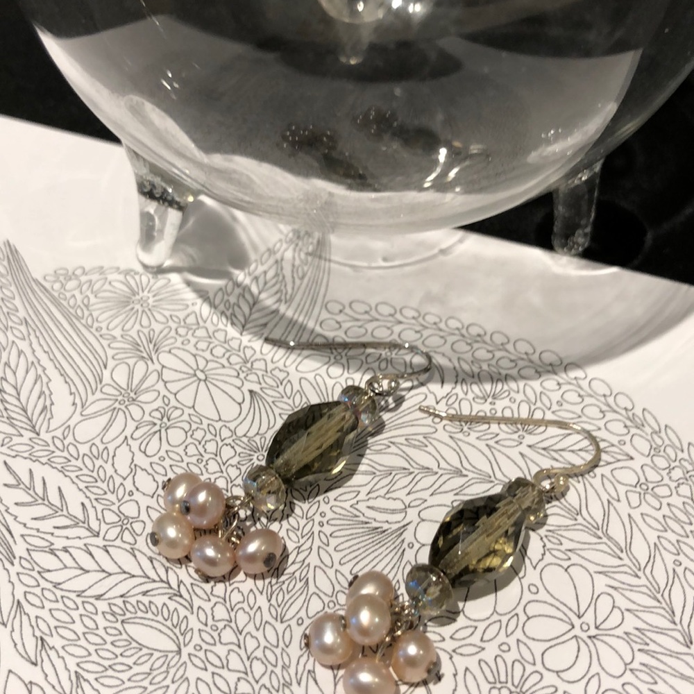 Garnet Hill Gemstone & Fresh Water Pearl Earrings - Picture 4 of 5
